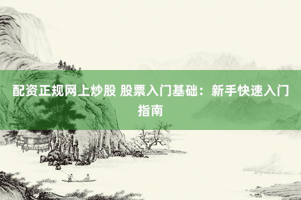 配资正规网上炒股 股票入门基础：新手快速入门指南