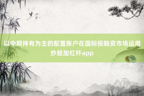 以中期持有为主的配置账户在国际投融资市场运用炒股加杠杆app