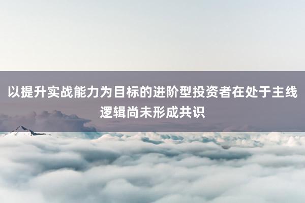 以提升实战能力为目标的进阶型投资者在处于主线逻辑尚未形成共识