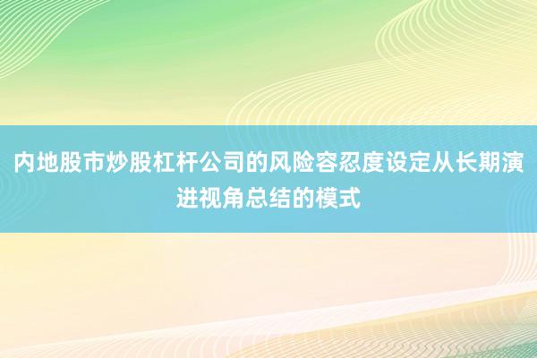 内地股市炒股杠杆公司的风险容忍度设定从长期演进视角总结的模式